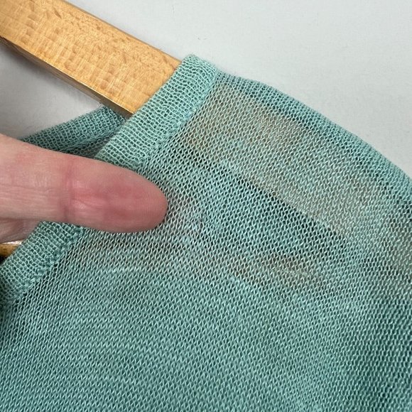 Citron Santa Monica Tunic Top Large Seafoam Green Knit Long Bell Sleeve Crochet‎ - Picture 7 of 13